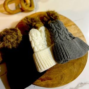 3 newborn size 100% acrylic beanies